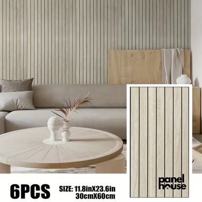 3D Wood Slat Wall Panels, Self-Adhesive, Removable, Waterproof Buy 1, Get 6 Premium Panels for Only £7! (30cm x 60cm)