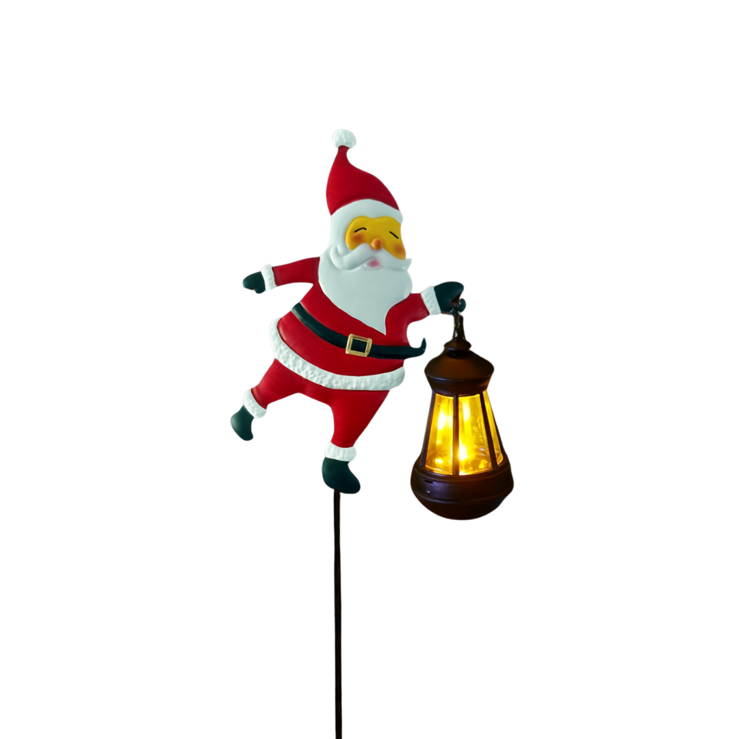 GlowFest Solar Festive Lantern Hero - Decorative Lights - Festive Santa Claus Figurine with Lanterns, Energy-Efficient Outdoor Holiday Decor for Garden