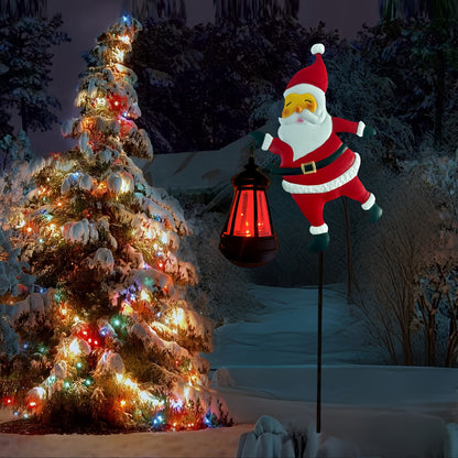 GlowFest Solar Festive Lantern Hero - Decorative Lights - Festive Santa Claus Figurine with Lanterns, Energy-Efficient Outdoor Holiday Decor for Garden